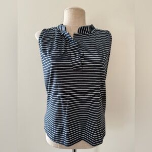 Olivia Moon Navy and White Striped Sleeveless Blouse